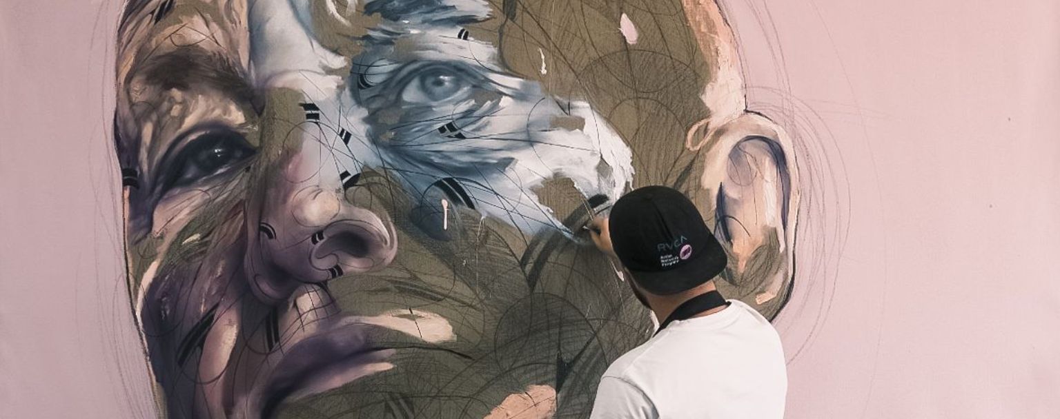 fresque de Baselitz peinte par l'artiste Street Art Hopare