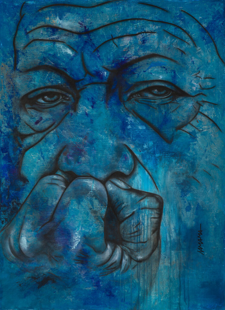 Bosco – Mixed media (Oil, acrylic, black stone) – 100 x 73 cm – Frédérique SAMAMA