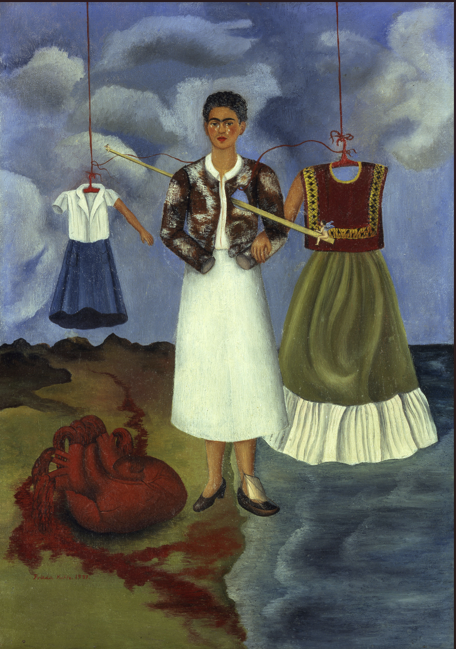 Frida Kahlo – Memory (The Heart) (1937), tableau exposé à la Tate Modern de Londres dans l'exposition Frida: The Making of an Icon, symbole de la douleur, de l'identité et de la résilience.
