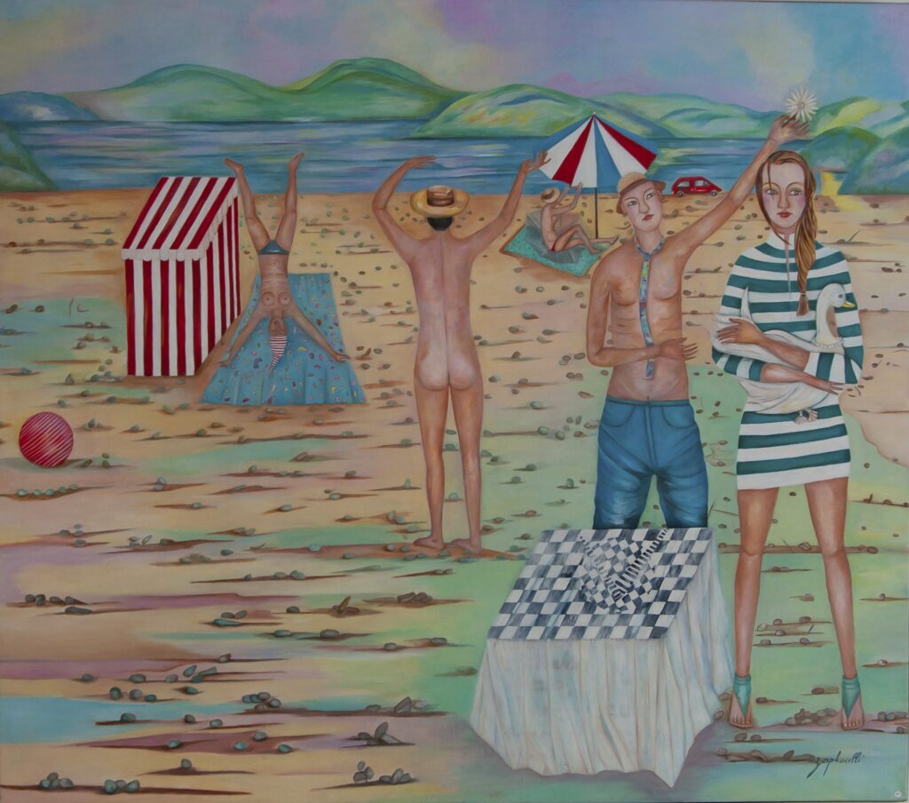 Tableau de Mezz Zapharelli 
La nudité de l’homme : une mise à nu symbolique où l’essentiel s’impose.