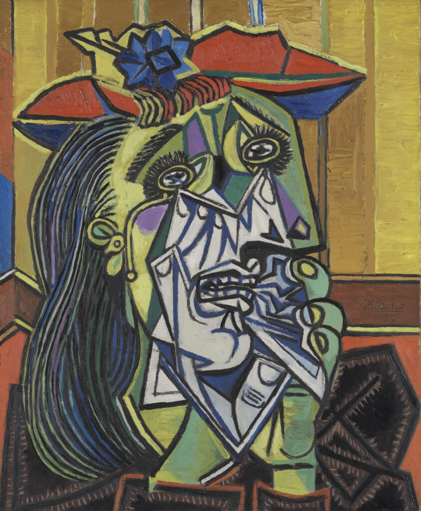 La Femme en pleurs (1937) de Pablo Picasso, exposée à la Tate Modern lors de l’exposition Théâtre Picasso à l’automne 2025.