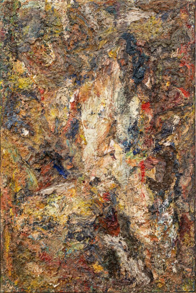 a large Eugène Leroy painting with heavy impasto hanging on a white wall (MUba, Tourcoing). Art Mag Magazine
