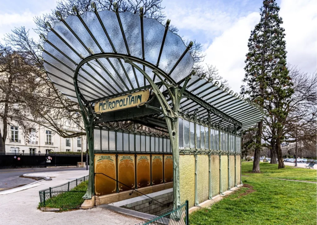 One of the iconic Paris Metro entrances created by architect Hector Guimard at the turn of the 20th century. magazine Art Mag