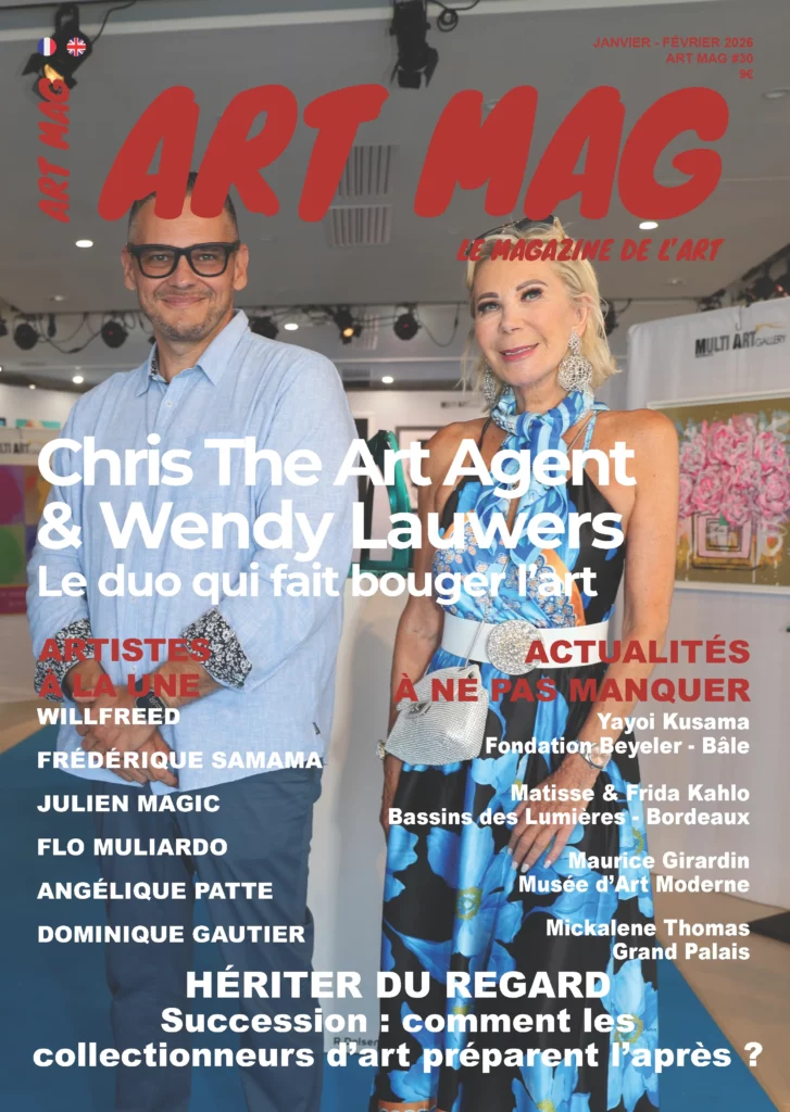 Couverture du magazine Art Mag International numéro 30 janvier février 2026 avec Wendy Lauwers et Chris the art agent