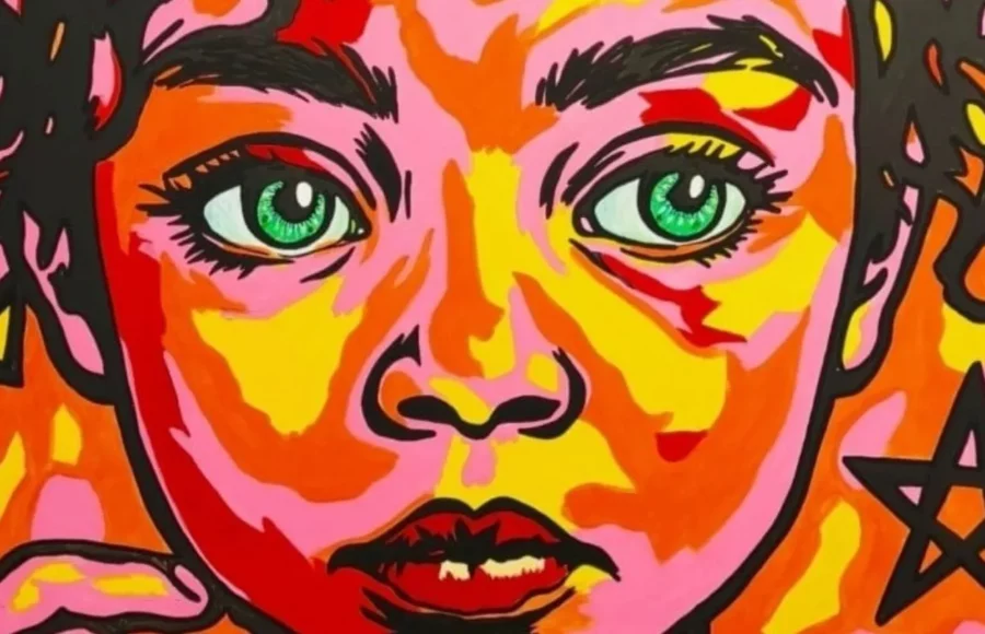 Trinité, peinture contemporaine de Flo Muliardo représentant le portrait coloré d'un enfant, exposée à Art Riviera Tour 2026 à Saint-Jean-Cap-Ferrat.
