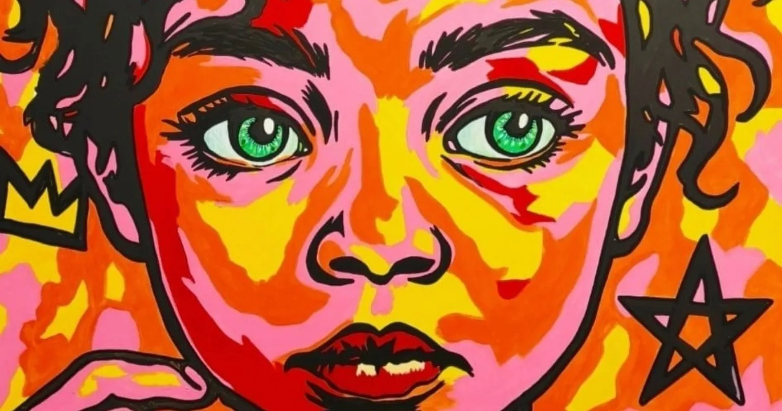 Trinité, peinture contemporaine de Flo Muliardo représentant le portrait coloré d'un enfant, exposée à Art Riviera Tour 2026 à Saint-Jean-Cap-Ferrat.