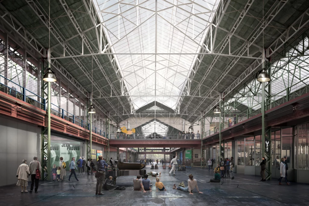 Vue interieur de KANAL–Centre Pompidou dans l’ancien garage Citroën à Bruxelles