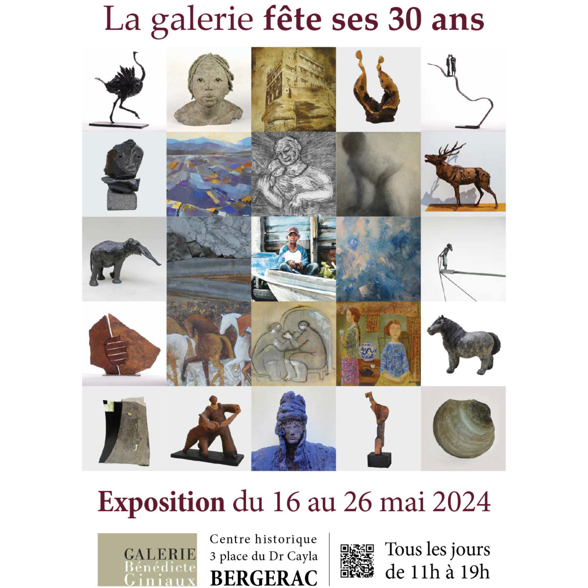 Affiche "La galerie fête ses 30 ans" Benedicte Giniaux
